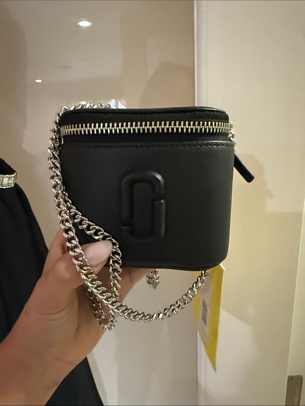 Marc Jacob’s Black Quilted Mini Crossbody Bag with Chain Strap